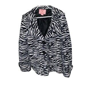 Girls 7/8 Copper Key Dillards Zebra Print Pea Coat Excellent Condition